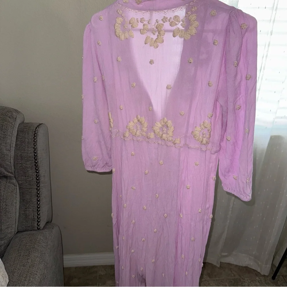 Free People Fable Dusty Lavender Embroidered Maxi Dress